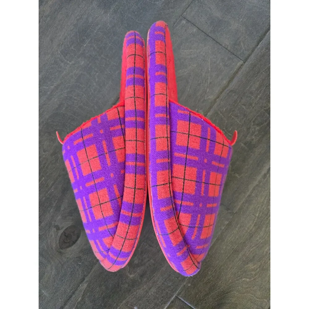 Allbirds Wool Tartan Plaid Slippers Orange Purple Slip On Men' 9-10 Women 10-11